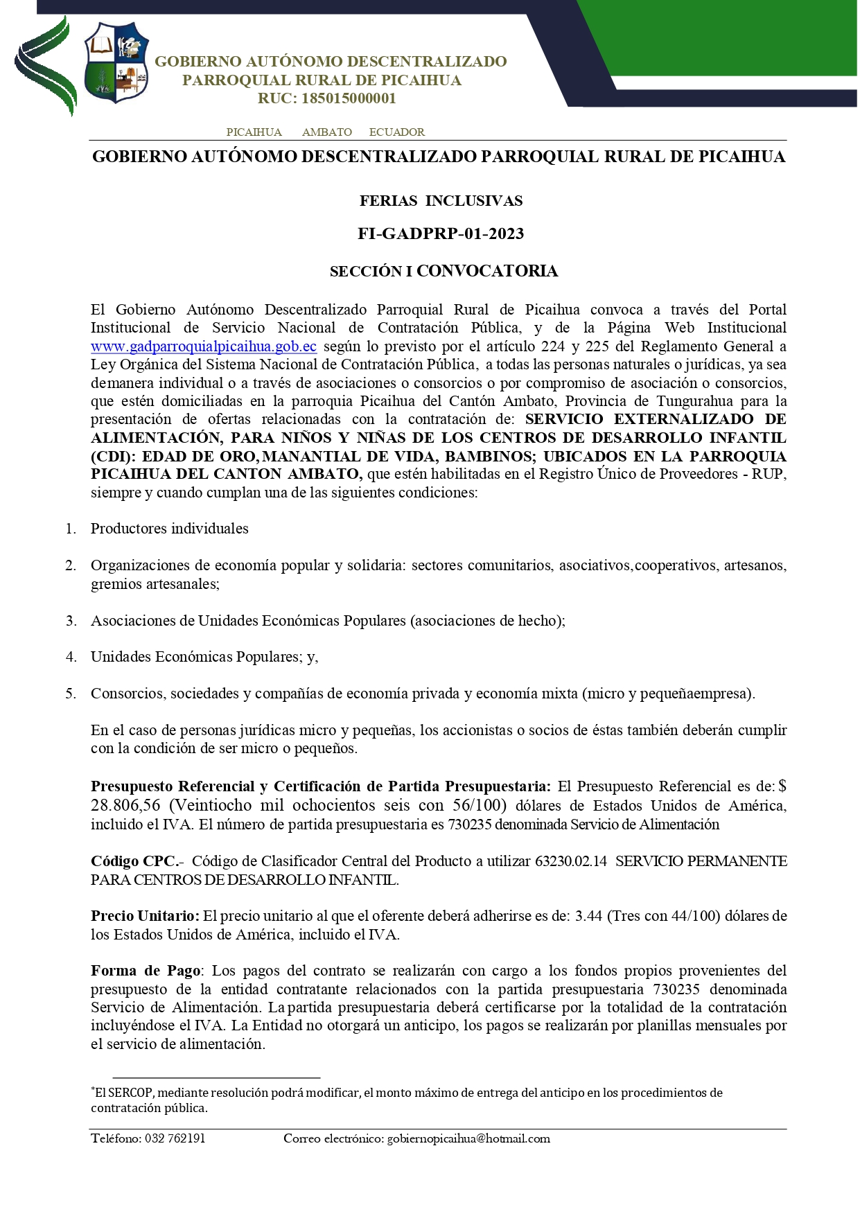 CONVOCATORIA